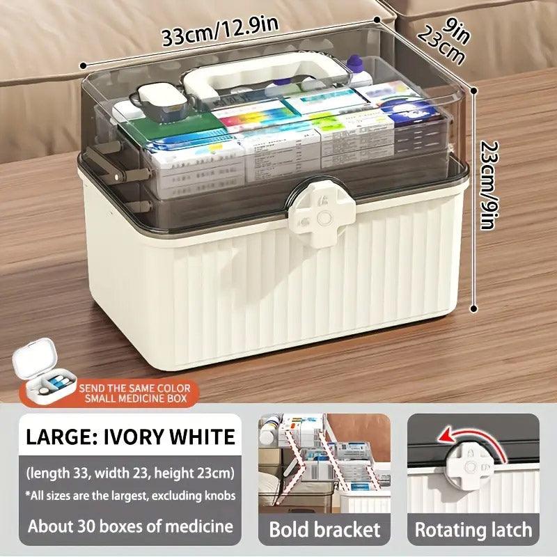 Large Capacity Medicine Cabinet Multi Layer Storage Box for Household First Aid - Blue
