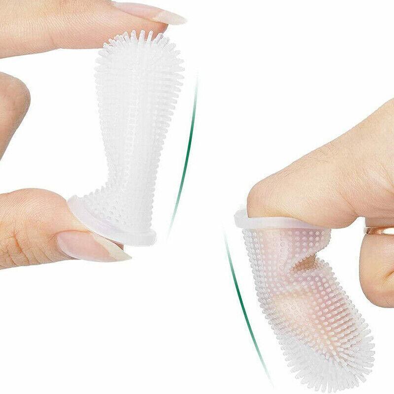 Dog Cat Super Soft Pet Finger Toothbrush Teeth Silicone Brush Care Cleaning - Blue