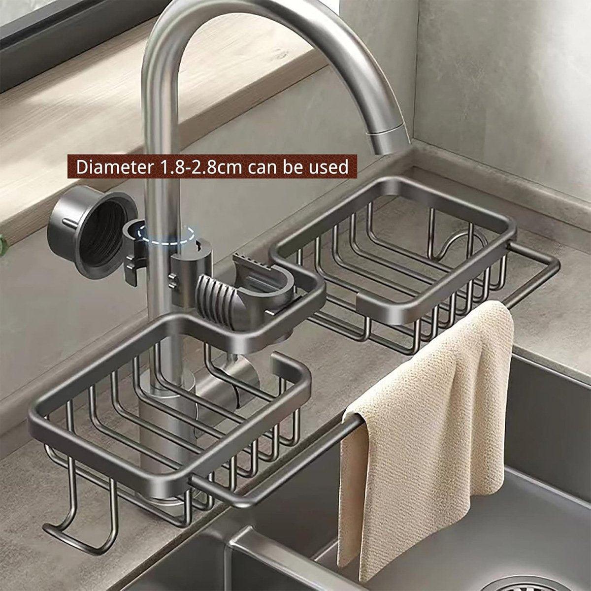 Multifunctional Faucet Shelf Kitchen Storage Sink Draining Basket Household Rack - Black