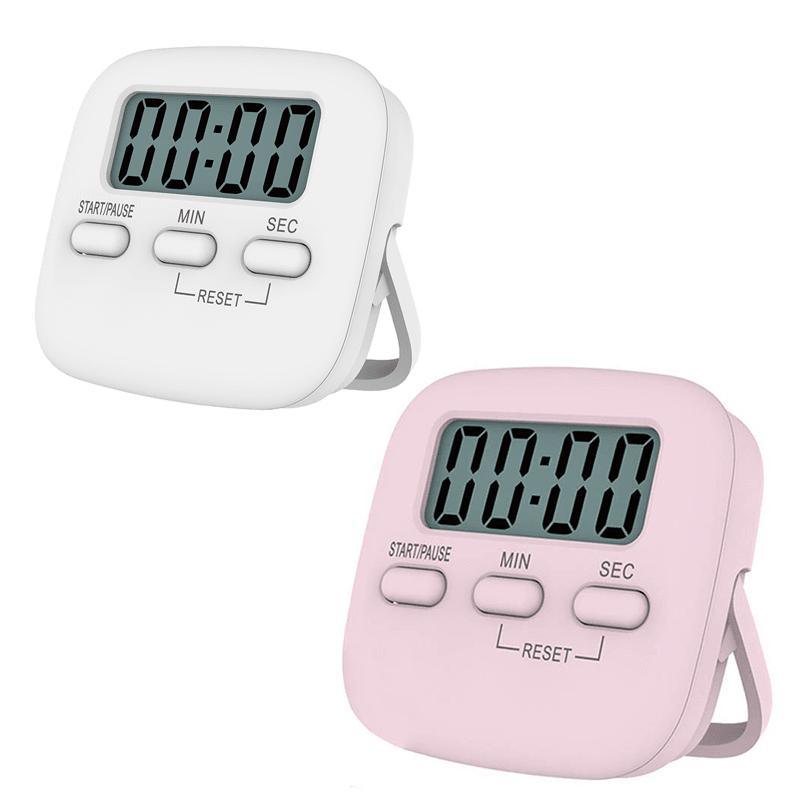 Digital Kitchen Timer 99 Minute Countdown Clock With LCD Display and Metal Mount - White