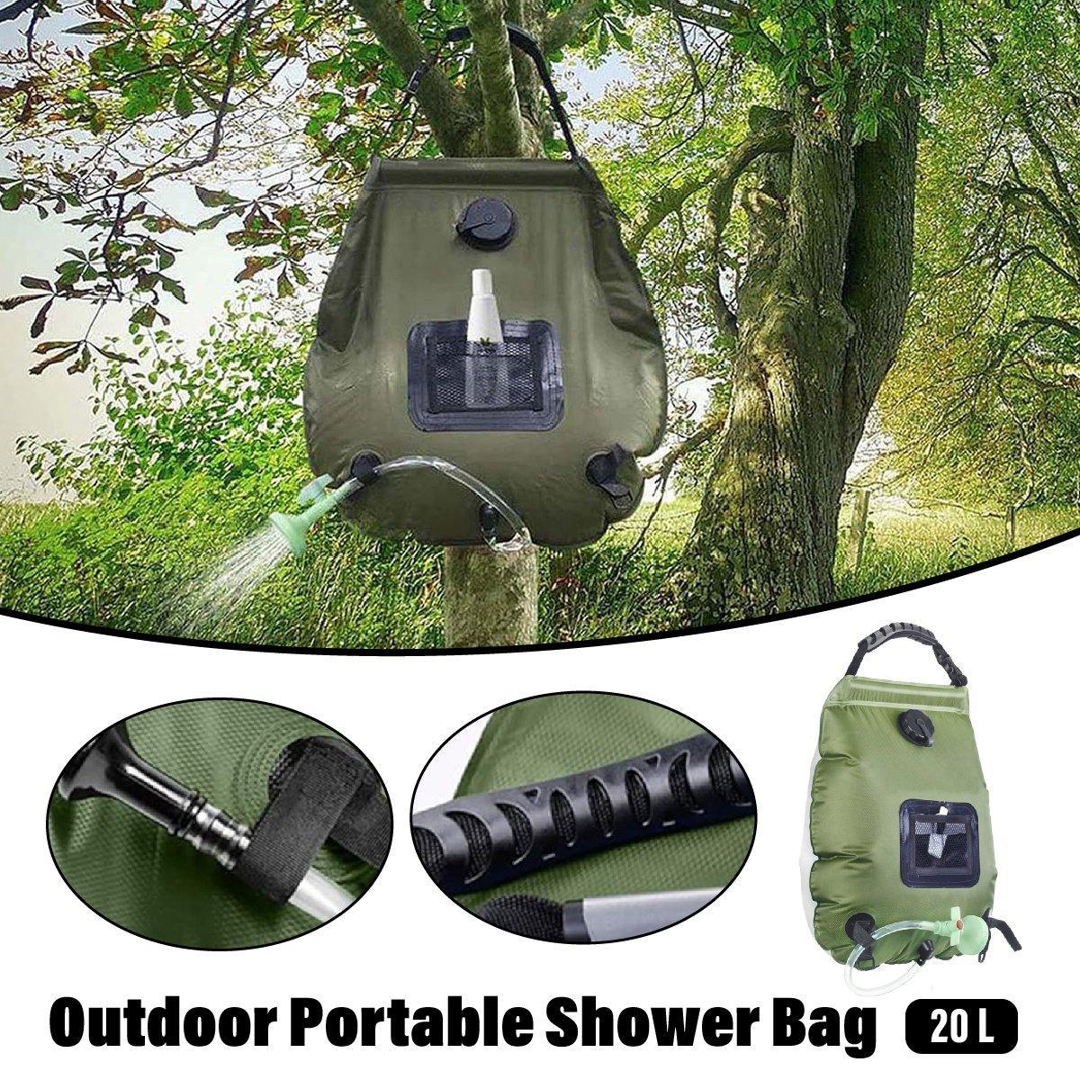 Portable Solar Camping Shower Bag 20L with Hose & Shower Head