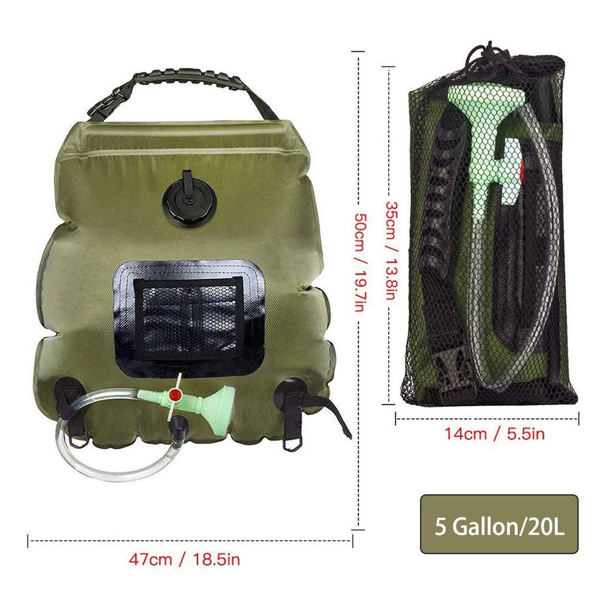 Portable Solar Camping Shower Bag 20L with Hose & Shower Head