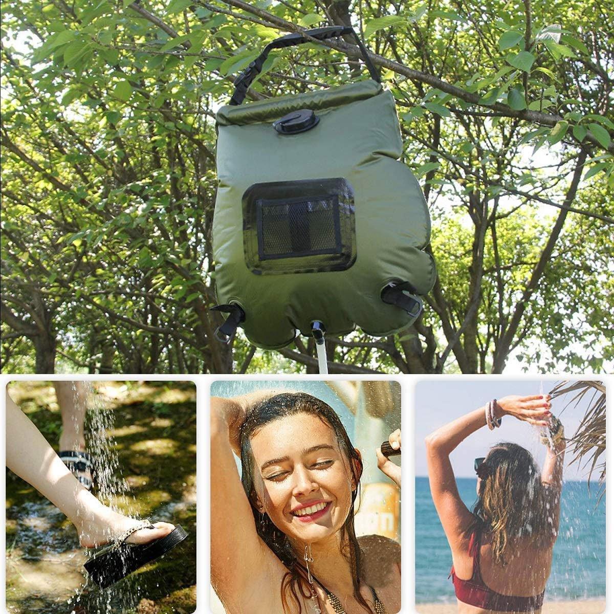 Portable Solar Camping Shower Bag 20L with Hose & Shower Head