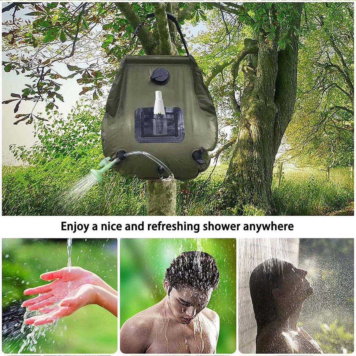 Portable Solar Camping Shower Bag 20L with Hose & Shower Head