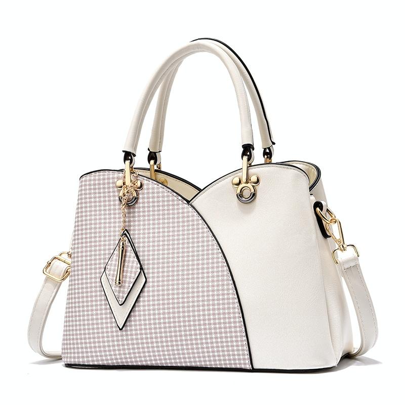 Spacious Texture Handbag - Large Capacity - White