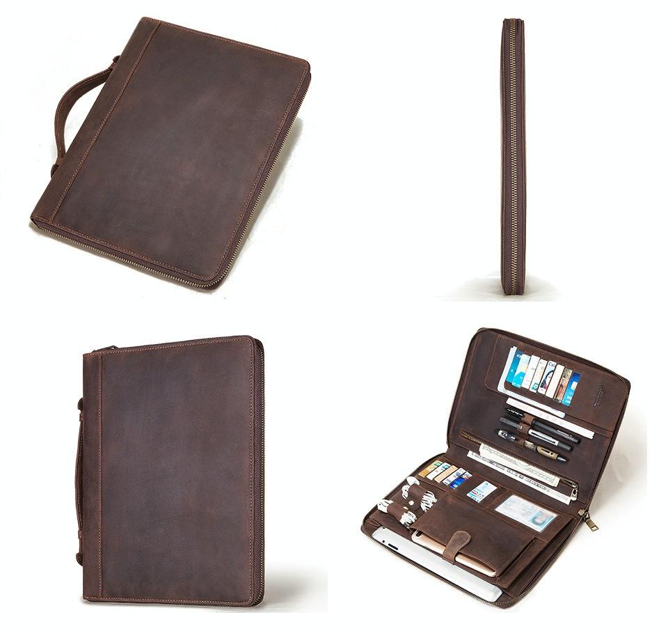 Black Leather Business Handbag for Computer Protection