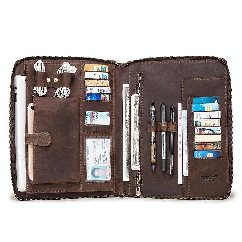 Black Leather Business Handbag for Computer Protection