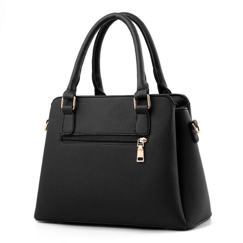 Simple Style Women Leather Crossbody Bag with Tassel Embroidery - Black