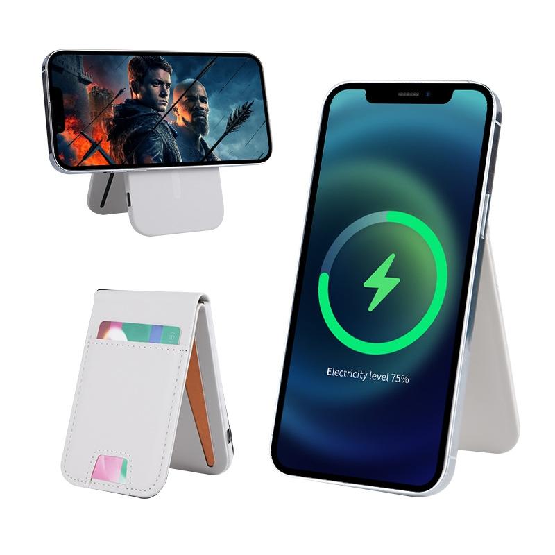 3 In 1 Magnetic Wireless Charger With Card Holder And Phone Bracket - Black