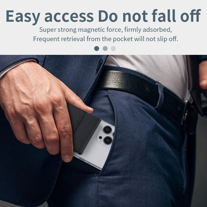 3 In 1 Magnetic Wireless Charger With Card Holder And Phone Bracket - Black