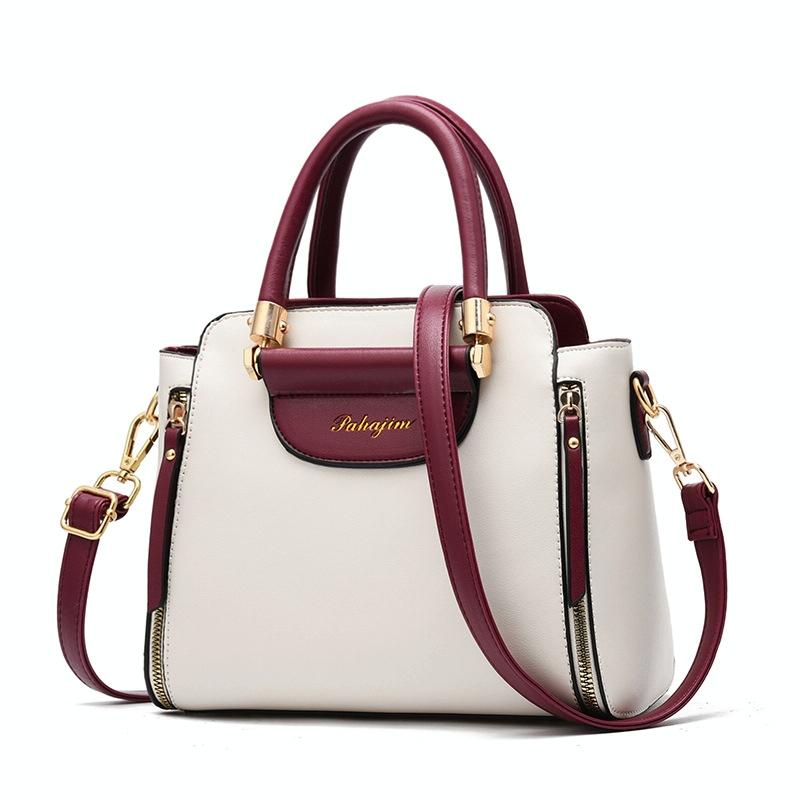 Contrast Material Ladies Handbag - Red