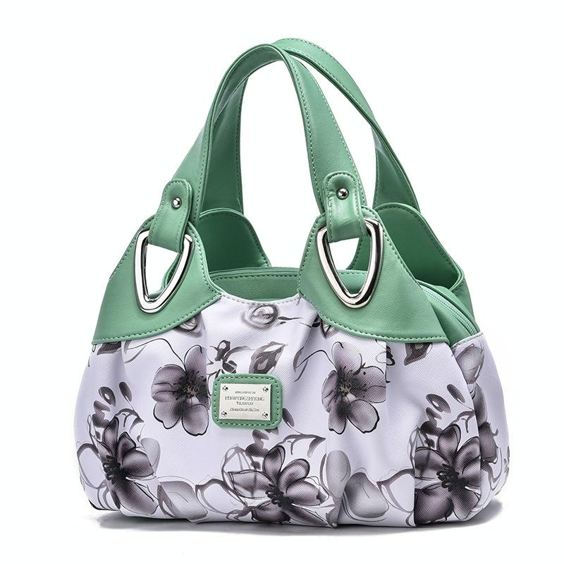 Soft Leather Women Handbag - Green Handle Lily