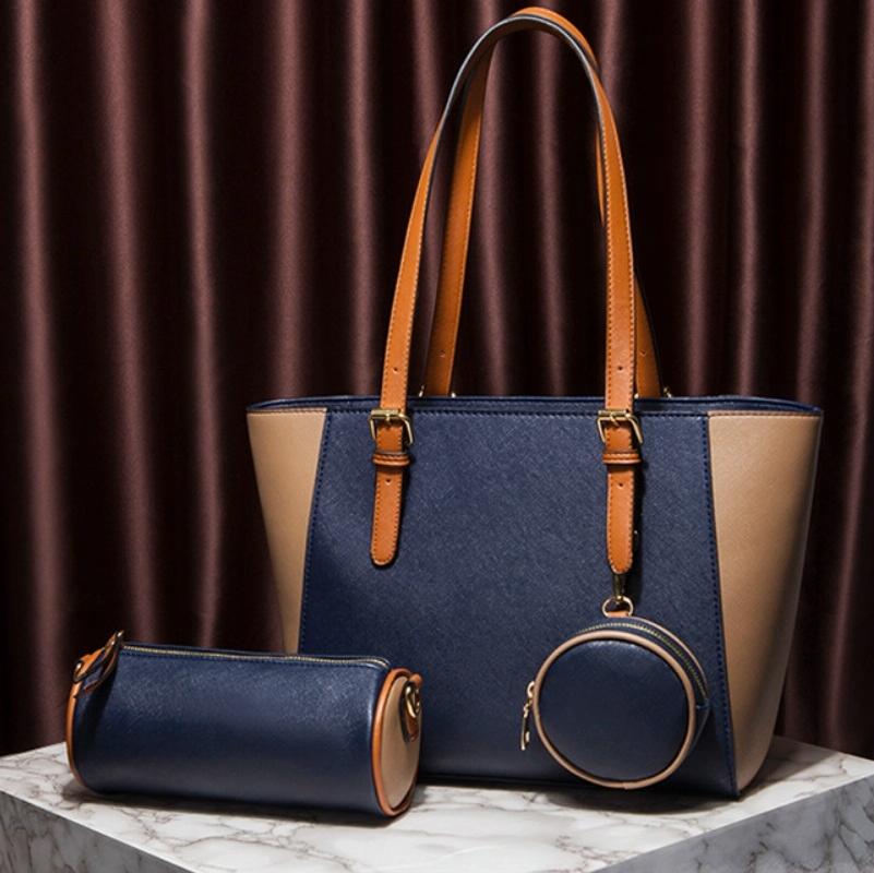 Large Capacity 3-in-1 Fashion Handbag for Women - Navy Blue