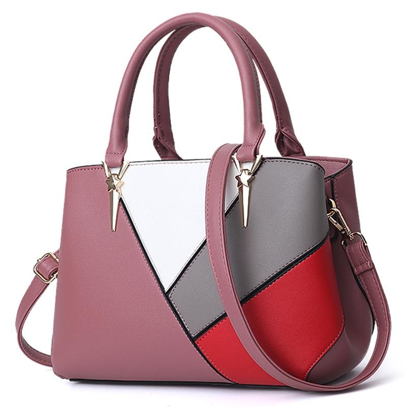 Colourblock Ladies Handbag - Pu Material - Purple