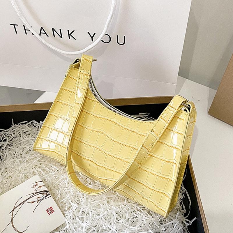 Small Square Stone Pattern Shoulder Bag for Women - Yellow