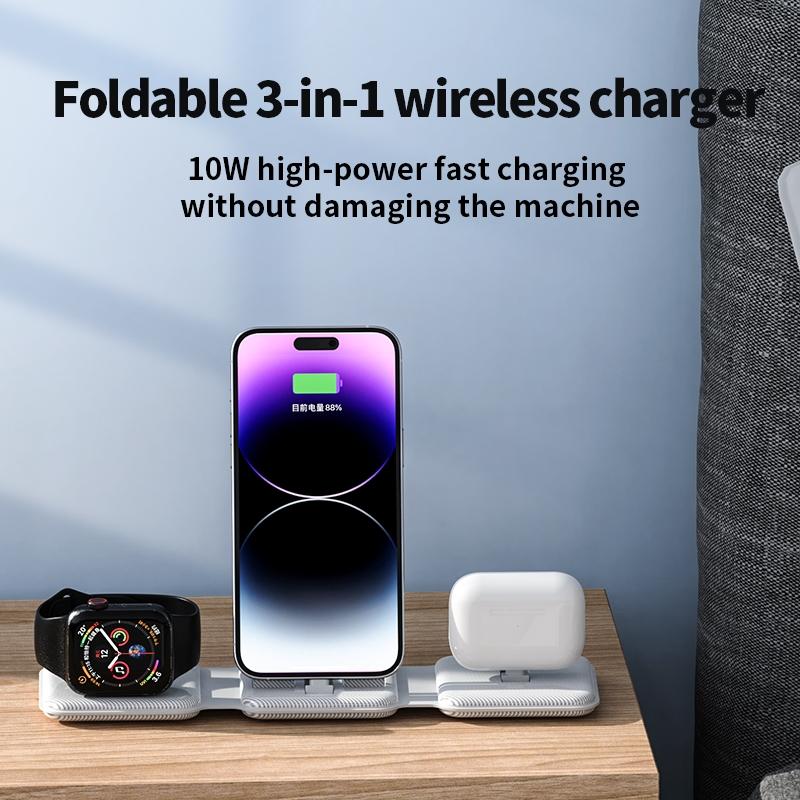 3 In 1 Wireless Charger For Apple Watch Phone & Headset - White