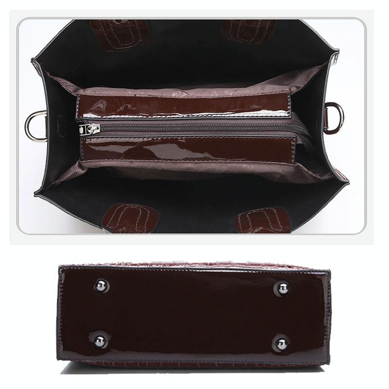 Versatile Crocodile Pattern Shoulder Bag for Women - 3-in-1 Design - Black