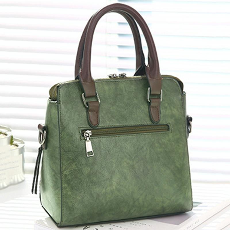 Designer Leather Crossbody Tote with Tassel for Women - Black