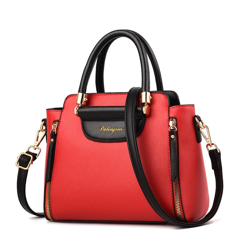 Contrast Material Ladies Handbag - Black