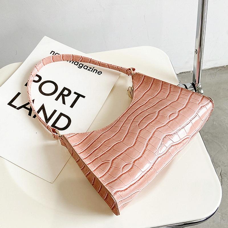 Small Square Stone Pattern Shoulder Bag for Women - Black