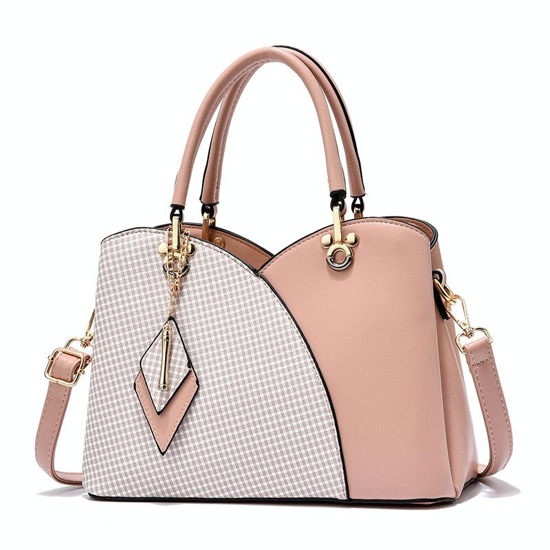 Spacious Texture Handbag - Large Capacity - Pink