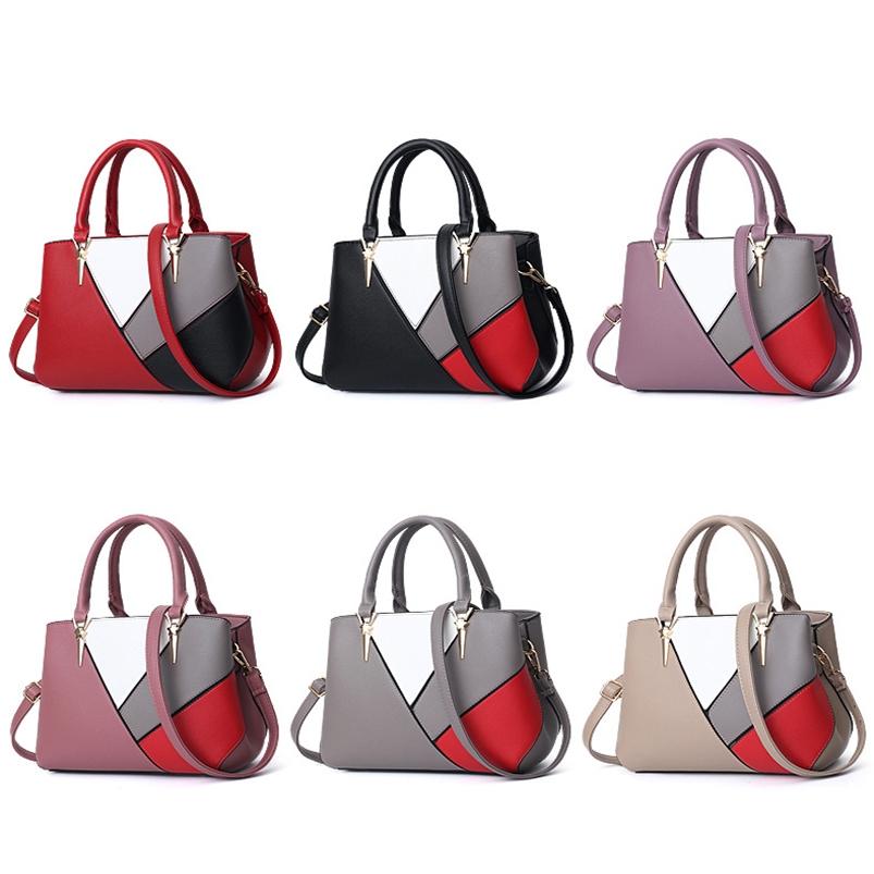 Colourblock Ladies Handbag - Pu Material - Khaki