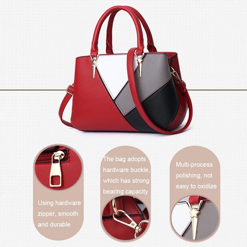 Colourblock Ladies Handbag - Pu Material - Khaki