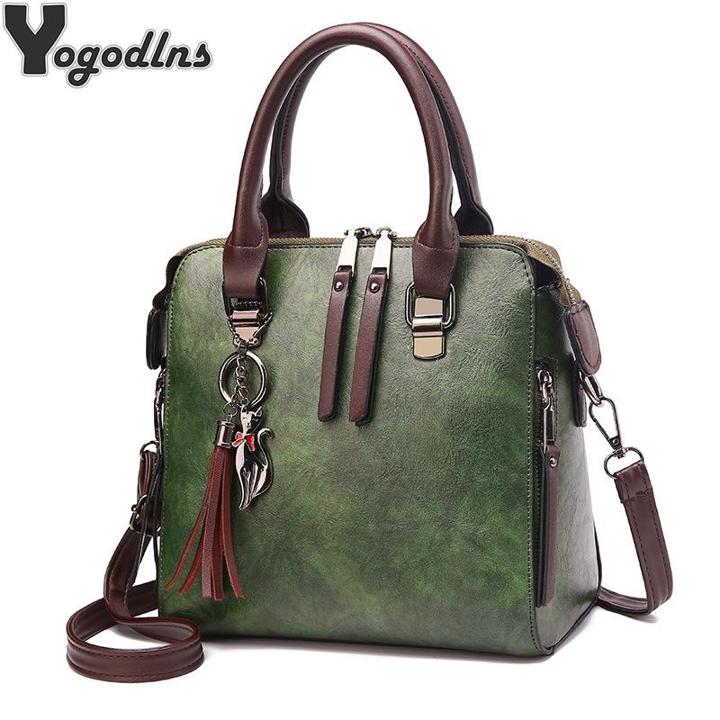 Designer Leather Crossbody Tote with Tassel for Women - Wine Red