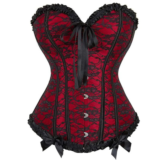 Plus Size Fishbone Corset Lace Up Boned Pleated Vintage Shapewear For Women - M