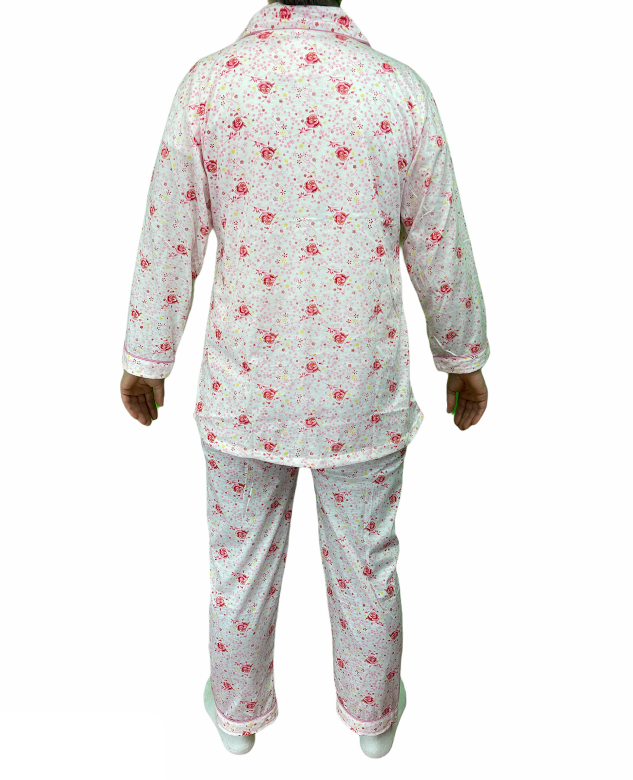 Womens PYJAMAS PJs Set Pajamas Ladies Cotton PJ Womens Long Sleeve Sleepwear - Pink - 20