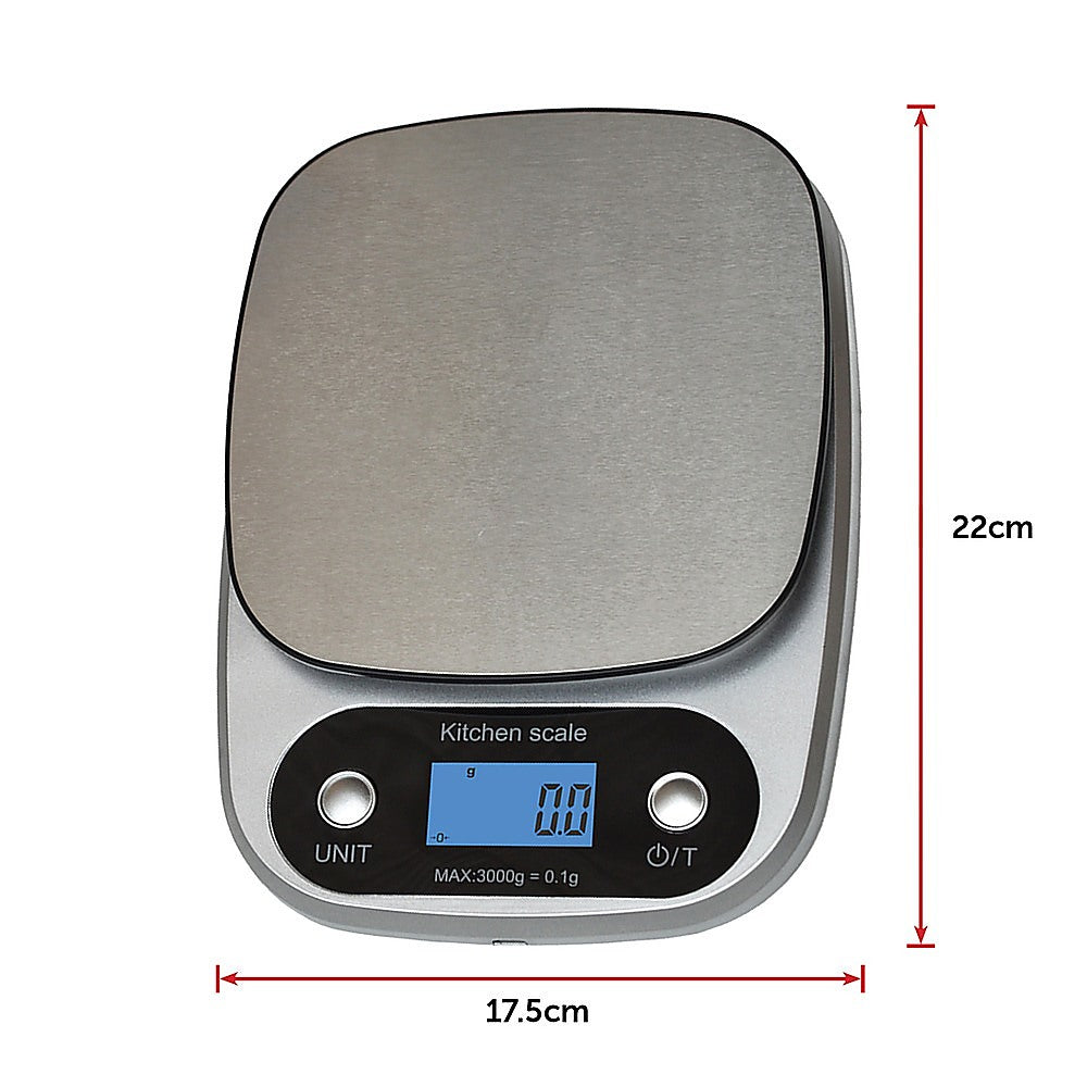 0.1g Digital Kitchen Scale 3kg Rechargeable High Precision Food