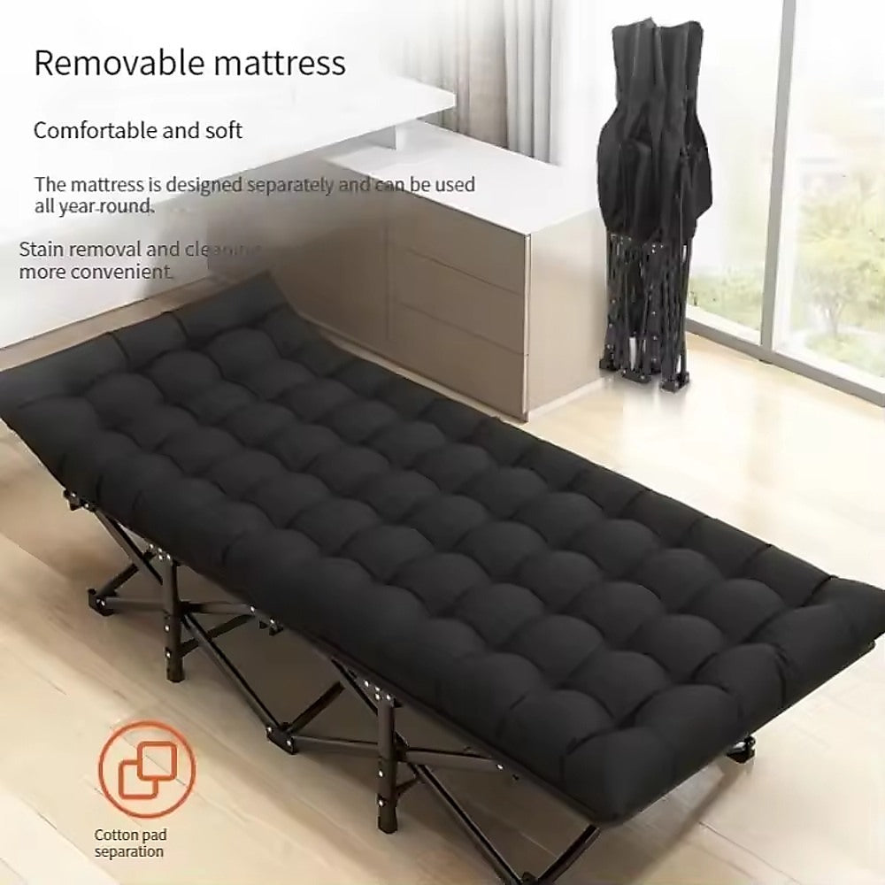 Camping Bed Elevated Cot with Mattress – Foldable Outdoor Sleeping Bed for Adults
