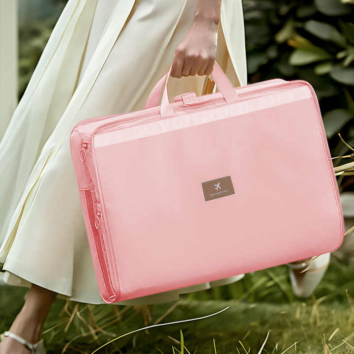 Dark Pink Travel Storage Organizer Bag - Multi-Compartment Lightweight Foldable Luggage Organizer for Clothes, Underwear, and Accessories -...