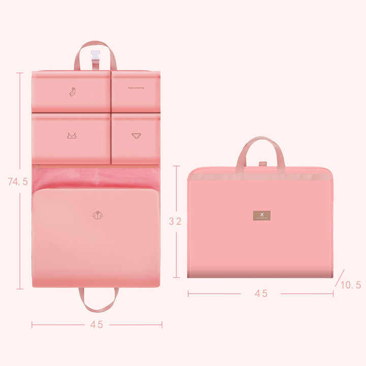 Dark Pink Travel Storage Organizer Bag - Multi-Compartment Lightweight Foldable Luggage Organizer for Clothes, Underwear, and Accessories -...