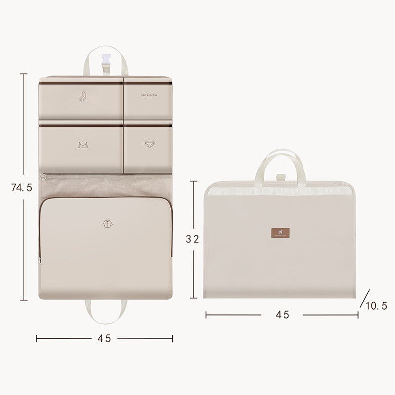 Light Pink Travel Storage Organizer Bag - Multi-Compartment Lightweight Foldable Luggage Organizer for Clothes, Underwear, and Accessories -...