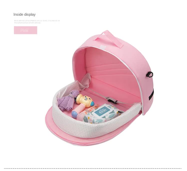 Red Portable Multi-Purpose Baby Bed and Diaper Backpack - Lightweight, Waterproof, Canvas + Polyester Material, Travel Essential for Moms(With...