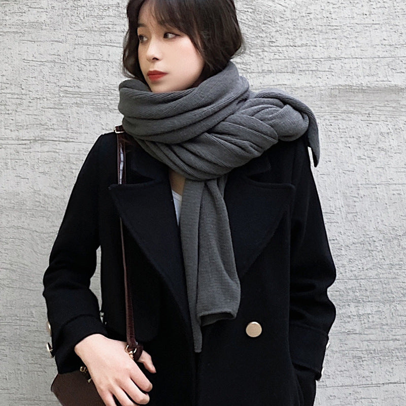 Red Imitation Cashmere Solid Scarf - Warm Winter Shawl for Men and Women
