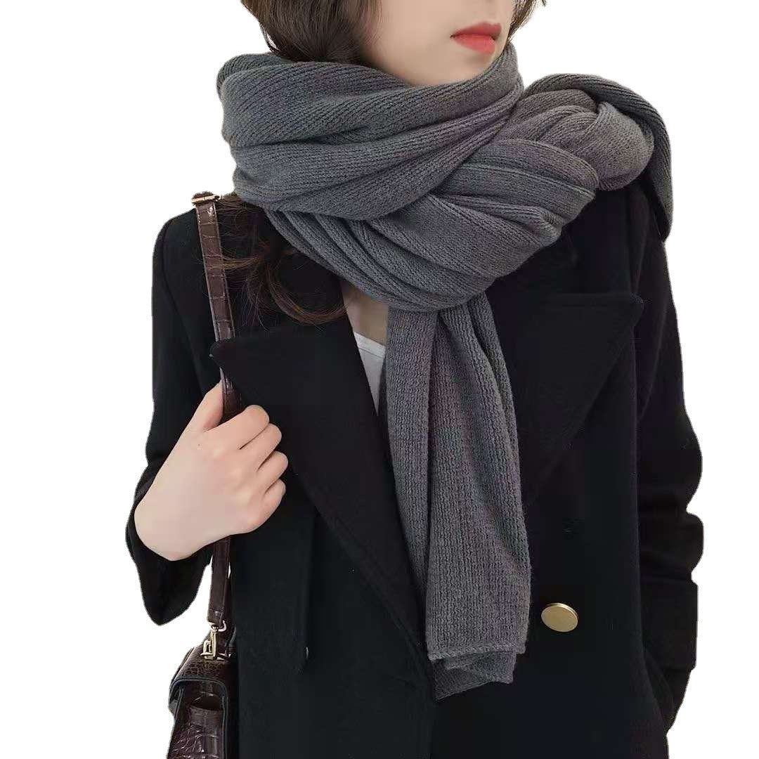 Khaki Imitation Cashmere Solid Scarf - Warm Winter Shawl for Men and Women