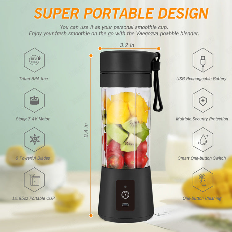 Pink Portable Blender USB Rechargeable - Personal Size Smoothie Maker On The Go