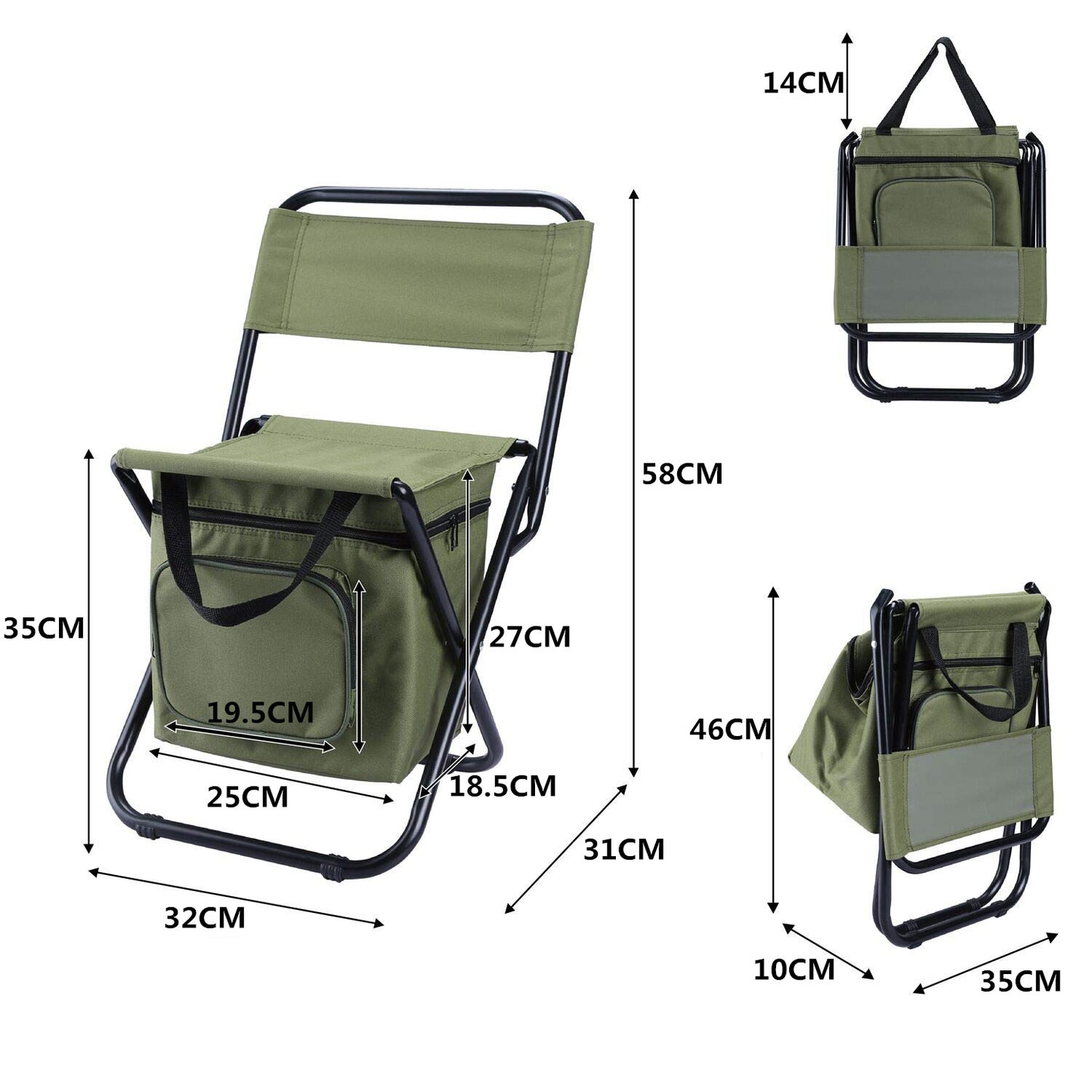 Foldable Camping Chair with Integrated 10L Insulated Cooler Bag - Blue