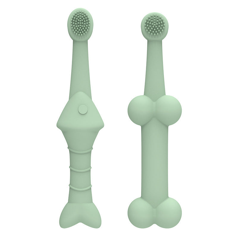 6 x Silicone Pet Toothbrush (3 Fish shape and 3 Bone shape) Green Gentle Food-Grade Silicone Pet Toothbrush - Promotes Healthy Teeth & Gums for...