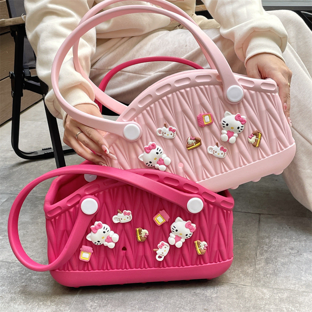 Stylish Handbag - Spacious with Decorative Elements(pink)
