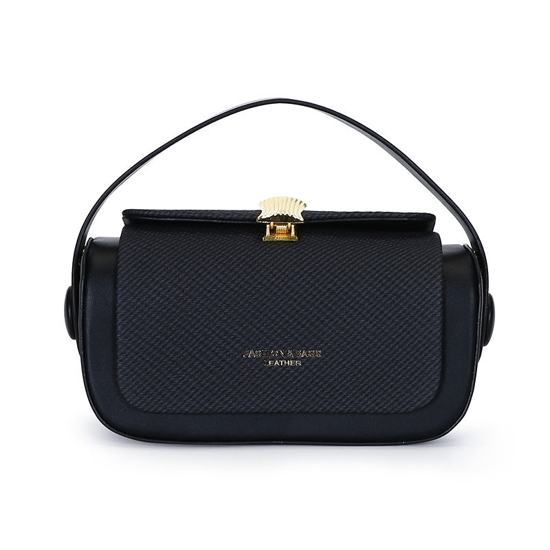 Brown Elegant Top Handle Crossbody Bag - Structured PU Leather Box Purse for Women