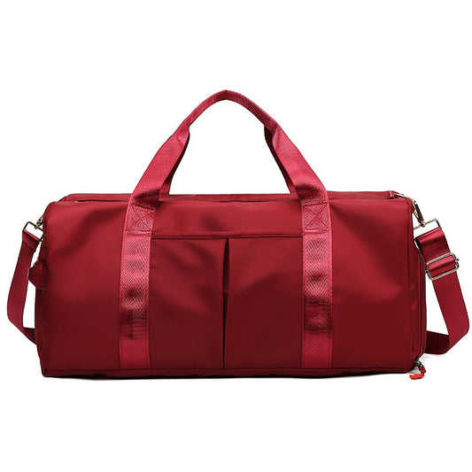 Red Large Capacity Travel Duffel Bag – Wet & Dry Separation, Shoe Compartment, and Luggage Sleeve for Gym, Yoga, and Short Trips