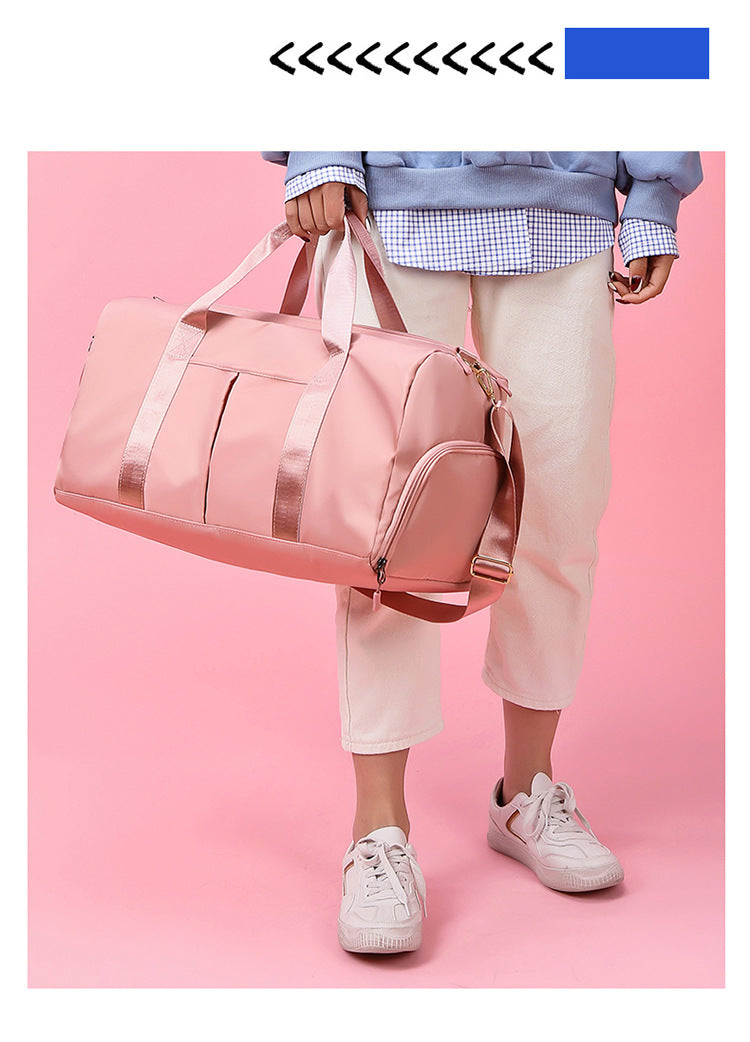 Pink Large Capacity Travel Duffel Bag – Wet & Dry Separation, Shoe Compartment, and Luggage Sleeve for Gym, Yoga, and Short Trips