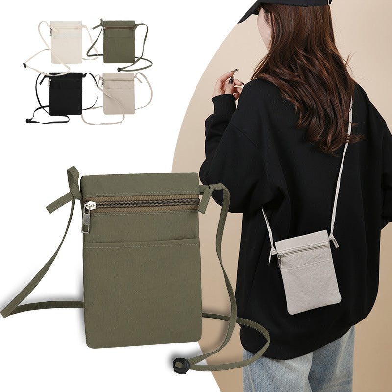 Black Minimalist Lightweight Nylon Crossbody Phone Bag - Compact & Stylish for Women
