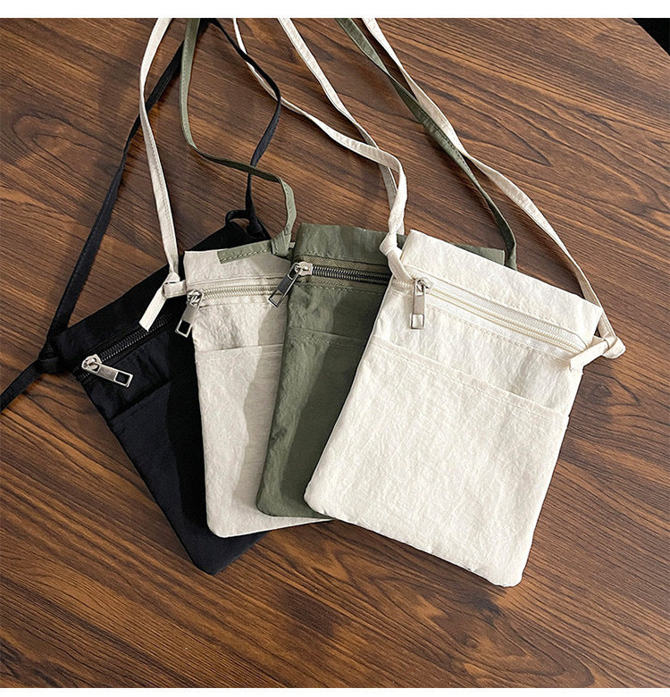 Black Minimalist Lightweight Nylon Crossbody Phone Bag - Compact & Stylish for Women