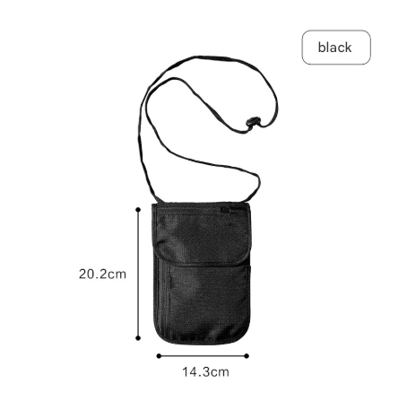 Black 2 Pack RFID Blocking Travel Neck Pouch Passport Holder & Document Organiser Water Resistant Hidden Security Wallet for International Travel