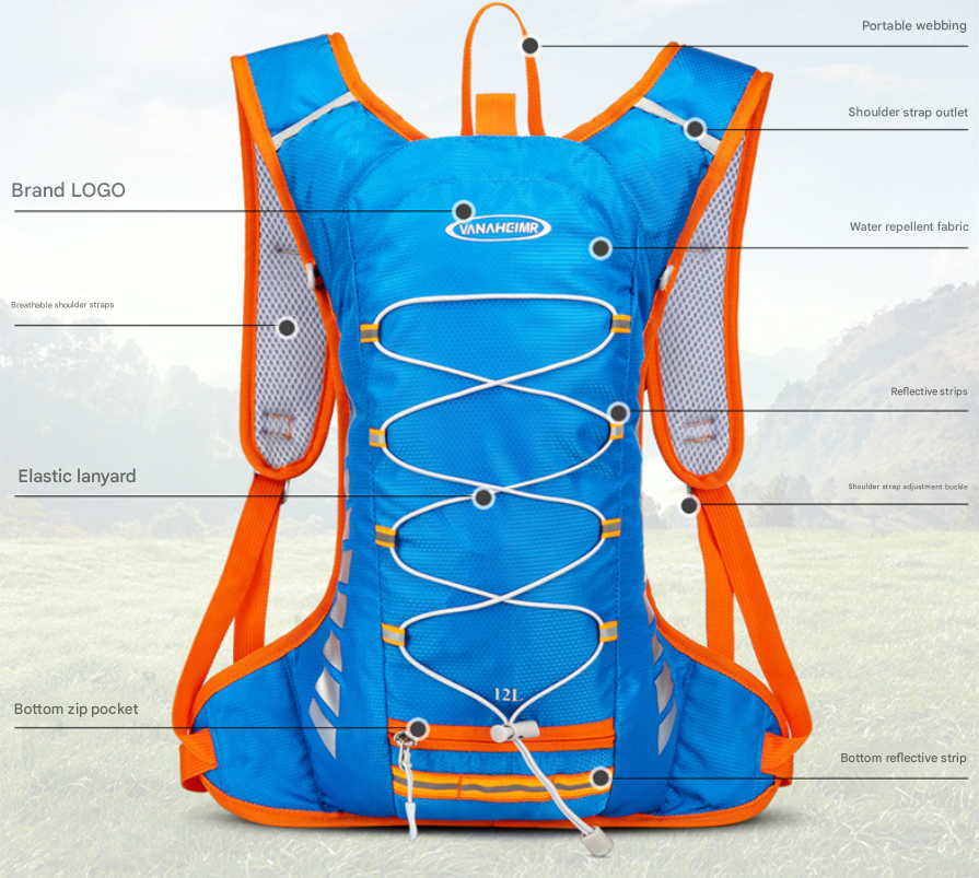 Blue Lightweight Outdoor Sports Backpack Breathable Hiking Daypack Compact Running Cycling Bag with Bungee Storage 45cm for Travel