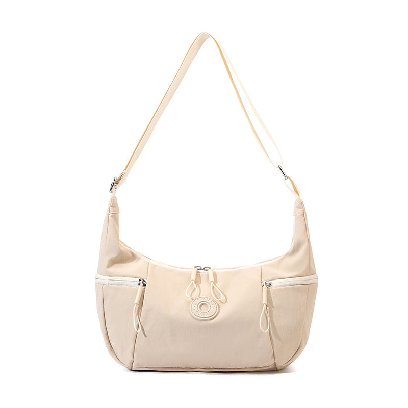 Beige Stylish & Lightweight Nylon Crossbody Bag for Women - Large Capacity Shoulder Hobo Bag with Water-Resistant Finish, Perfect for Travel &...